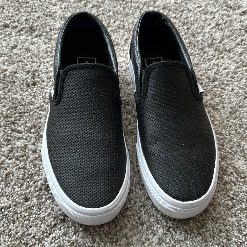 NWOT VANS SLIP-ON PERF LEATHER SHOE •• Black
